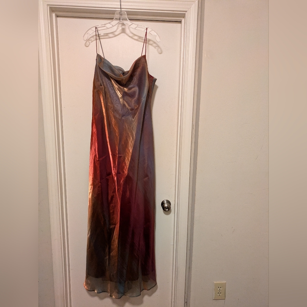 3XL Multi Color Prom Dress with Shaw